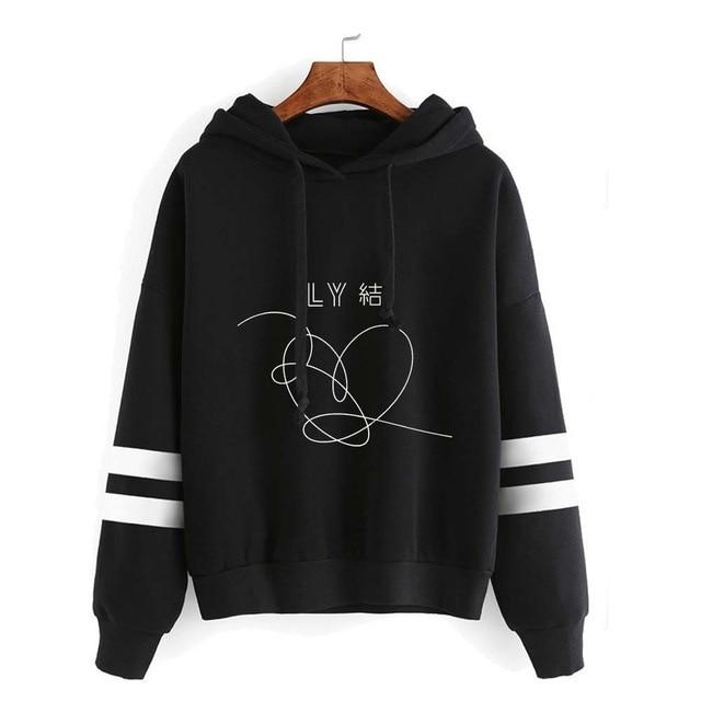BTS Love Yourself Hoodies Sweatshirts Women Fashion K-Pop Fans Sweatshirt New Album DNA Hoodie Sweatshirt Autumn And Winter Tops KPS2007 black / S Official Korean Pop Merch