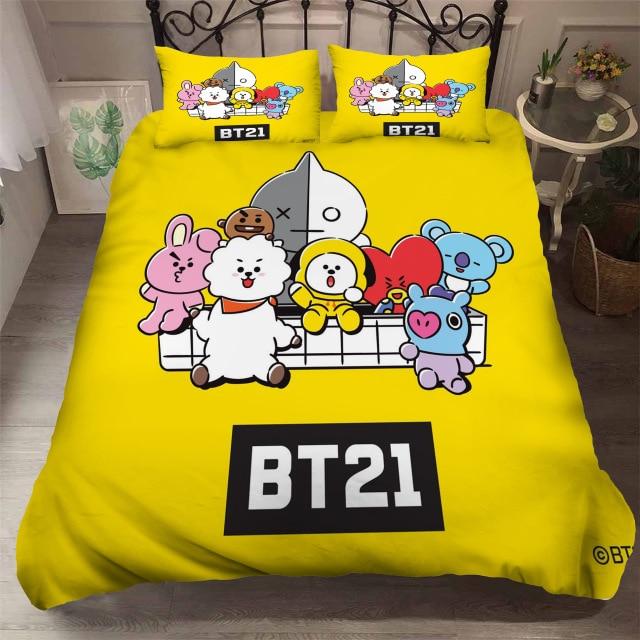 Bedroom Decor K Pop Fans Animation BT21 Duvet Cover with Pillow Cover Bedding Set Single Double 1.jpg 640x640 2427b322 cc8b 416f 8815 47d3787fc399 1 - Korean Pop Shop