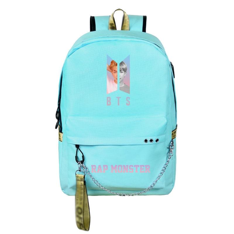 BTS Canvas cute teenagers girls backpack Usb charging sport travel backpack large capacity student bag KPS2007 A7 / 13 Inches Official Korean Pop Merch