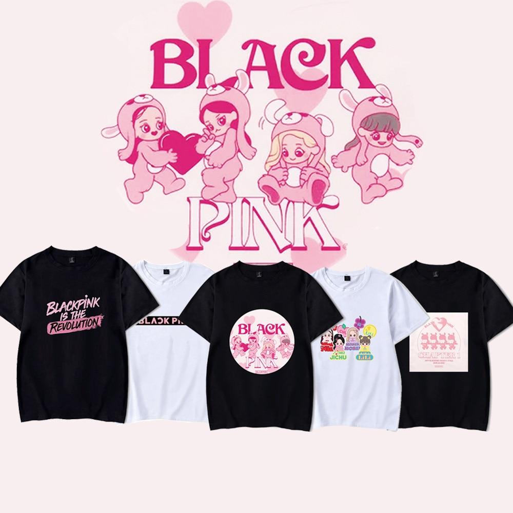 Kpop Girl Groups BLACKPINKs T-shirt BLINK JISOO JENNIE LISA ROSÉ Loose Tops Versatile Simple Girlfriend Clothes KPS2007 02 / XL Official Korean Pop Merch