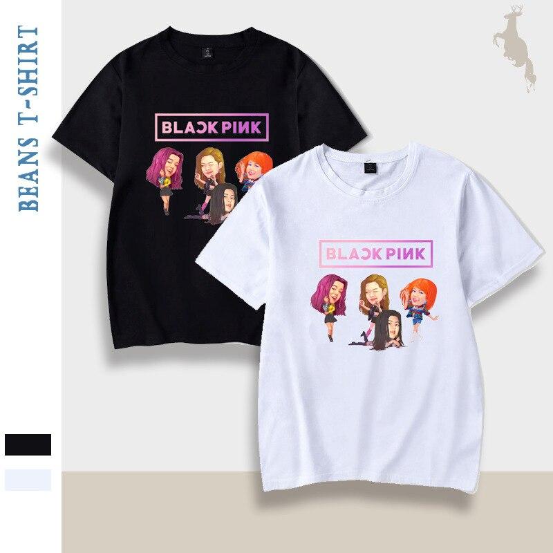 Các nhóm nhạc nữ Kpop BLACKPINKs T-shirt JISOO JENNIE LISA ROSÉ Tops BLINK Học sinh đa năng Tay lửng Tay ngắn Cổ tròn Lên trên KPS2007 01 / XXL Official Pop Merch Hàn Quốc