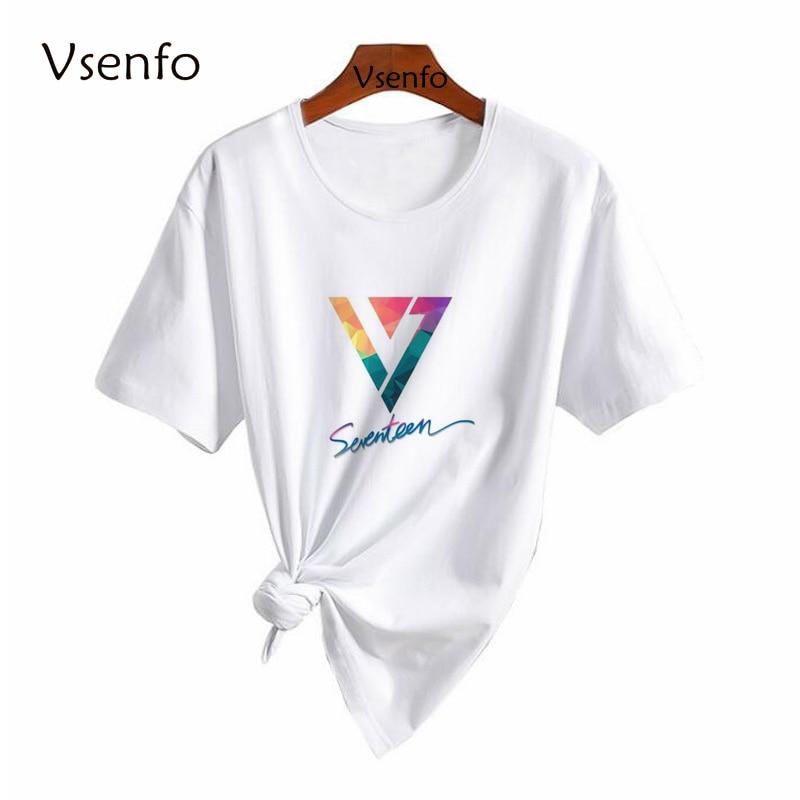 Kpop SEVENTEEN Summer Cool T-shirt Men Women White Short Sleeve Fashion Print KPS2007 7 / XS Official Korean Pop Merch