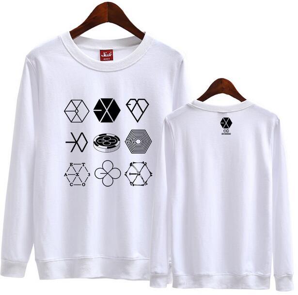 Exo Concert Same 9 Logos Printing O-Neck Sweatshirt KPS2007 4 / XXL Official Korean Pop Merch