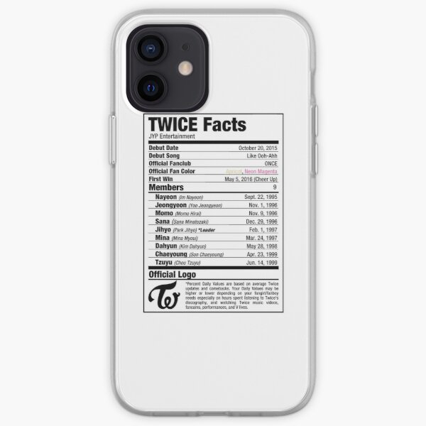 TWICE Kpop Nutritional Facts iPhone Soft Case RB2507 product Offical Twice Merch