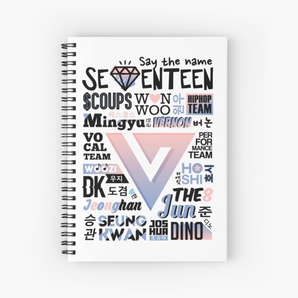 SEVENTEEN Font Collage ver. 2 (Rose Quartz & Serenity) Spiral Notebook RB2507 product Offical Seventeen Merch