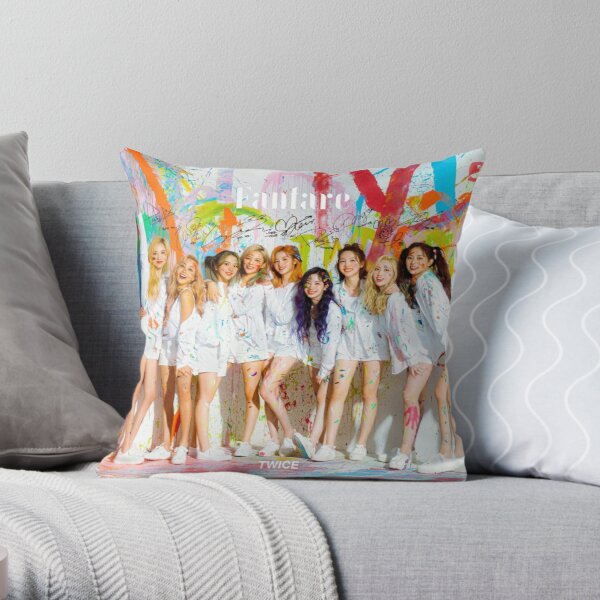 TWICE 트와이스 - Fanfare (Japanese Single ) (With PRINTED Autographs) | Design #1 Throw Pillow RB2507 product Offical Twice Merch