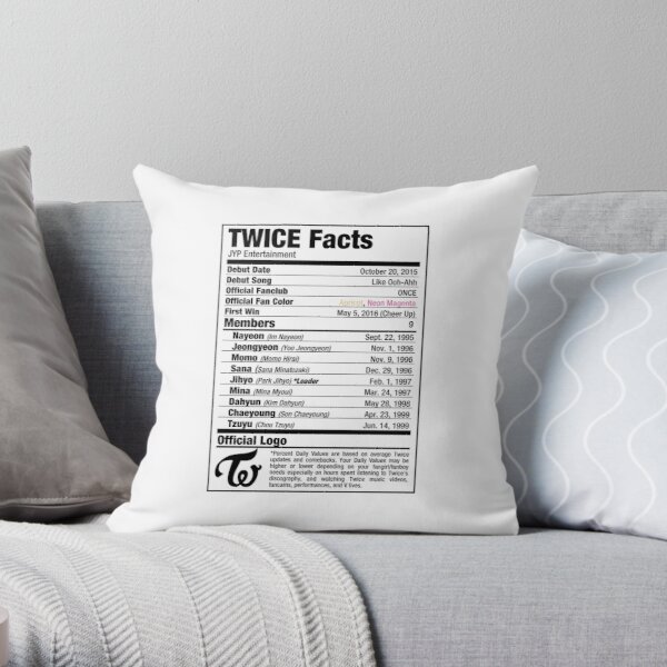 TWICE Kpop Nutritional Facts Throw Pillow RB2507 product Offical Twice Merch