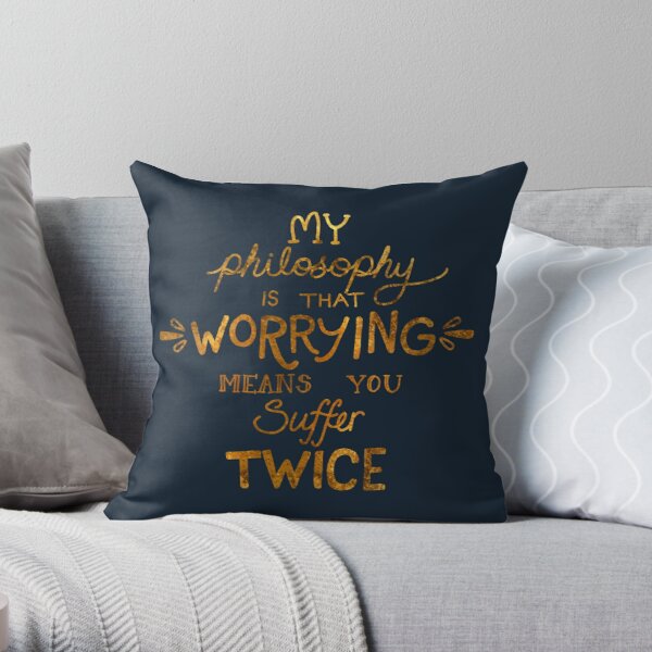 My Philosophy is that Worrying means you Suffer Twice Typography (Gold Version) Throw Pillow RB2507 product Offical Twice Merch
