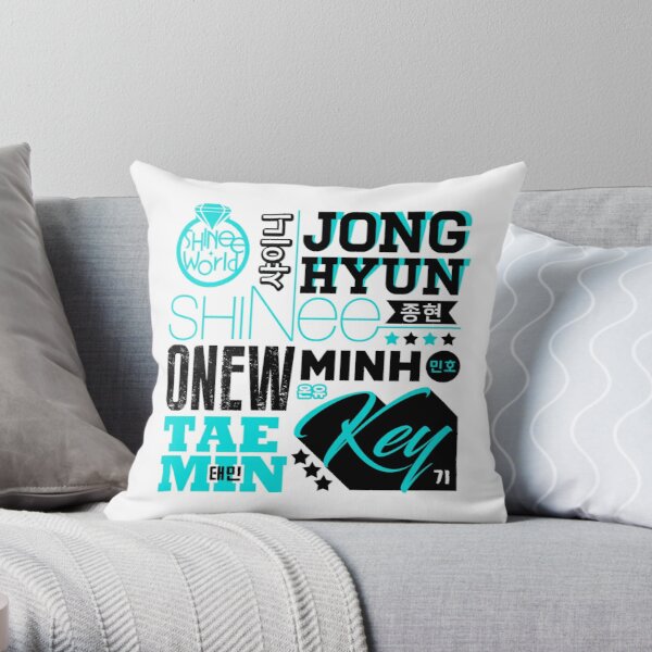 SHINEE Font Collage Throw Pillow RB2507 product Offical Shinee Merch