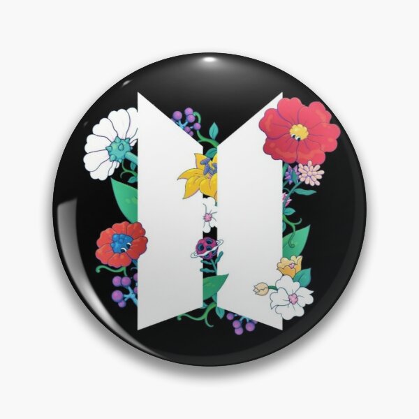 BTS logo with flowers Pin RB2507 product Offical BTS Merch